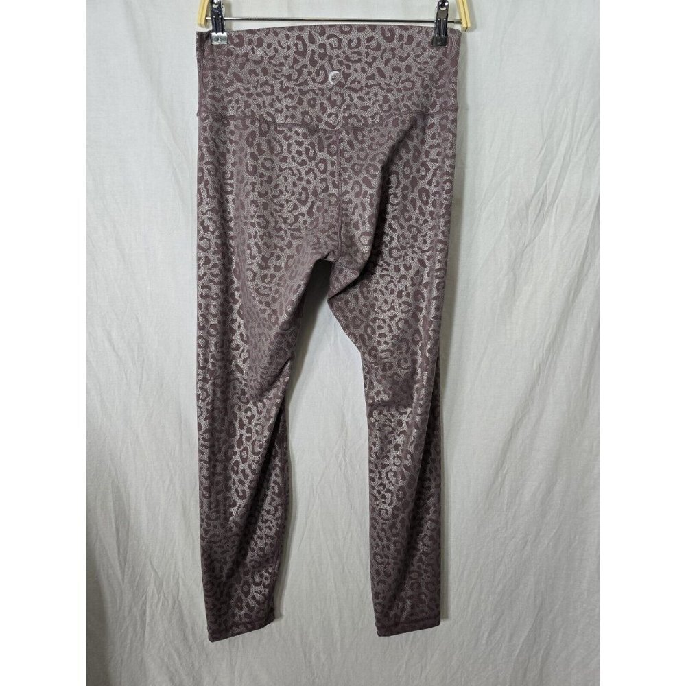 Zyia Active Legging Womens Sz 14-16 Purple Metallic Leopard Print Athletic Pants